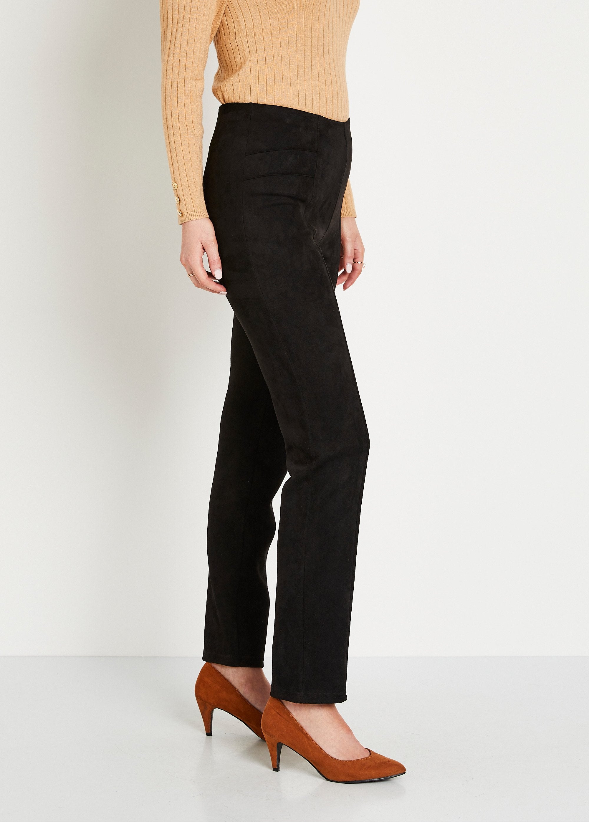 Pantalón_recto_con_cintura_elástica_en_punto_de_ante_Negro_DR1_slim