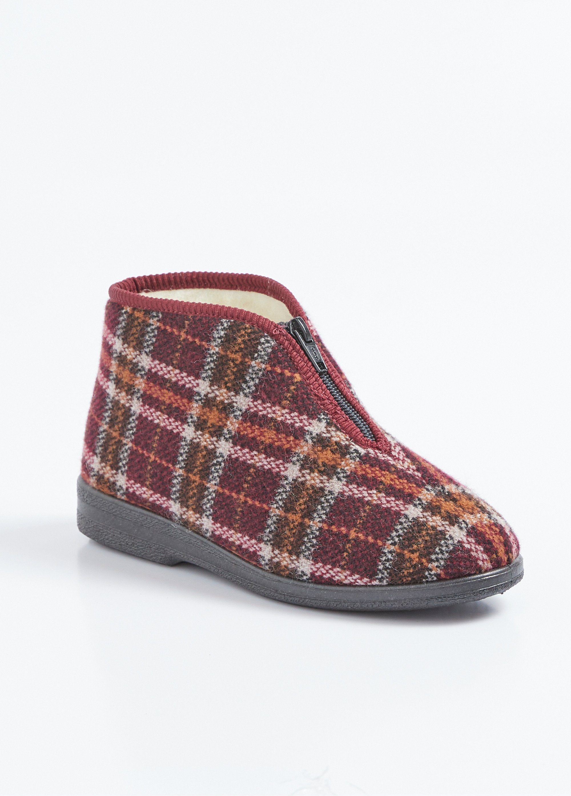 Zapatillas_altas_con_cremallera_y_ancho_confort_escocés_Burdeos_FA1_slim