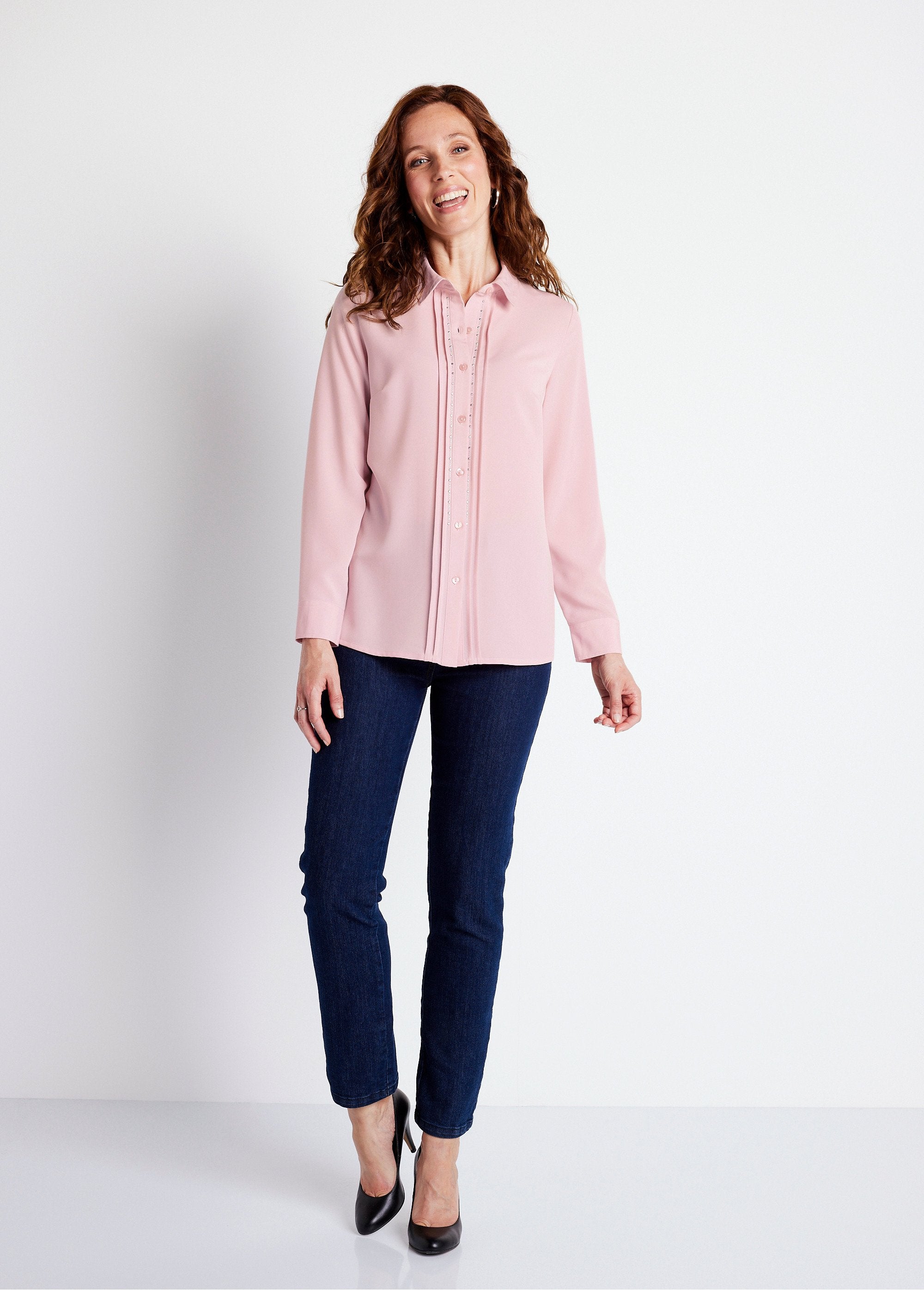 Blusa_larga_lisa_con_botones_de_strass_y_cuello_camisero_Rosa_SF1_slim