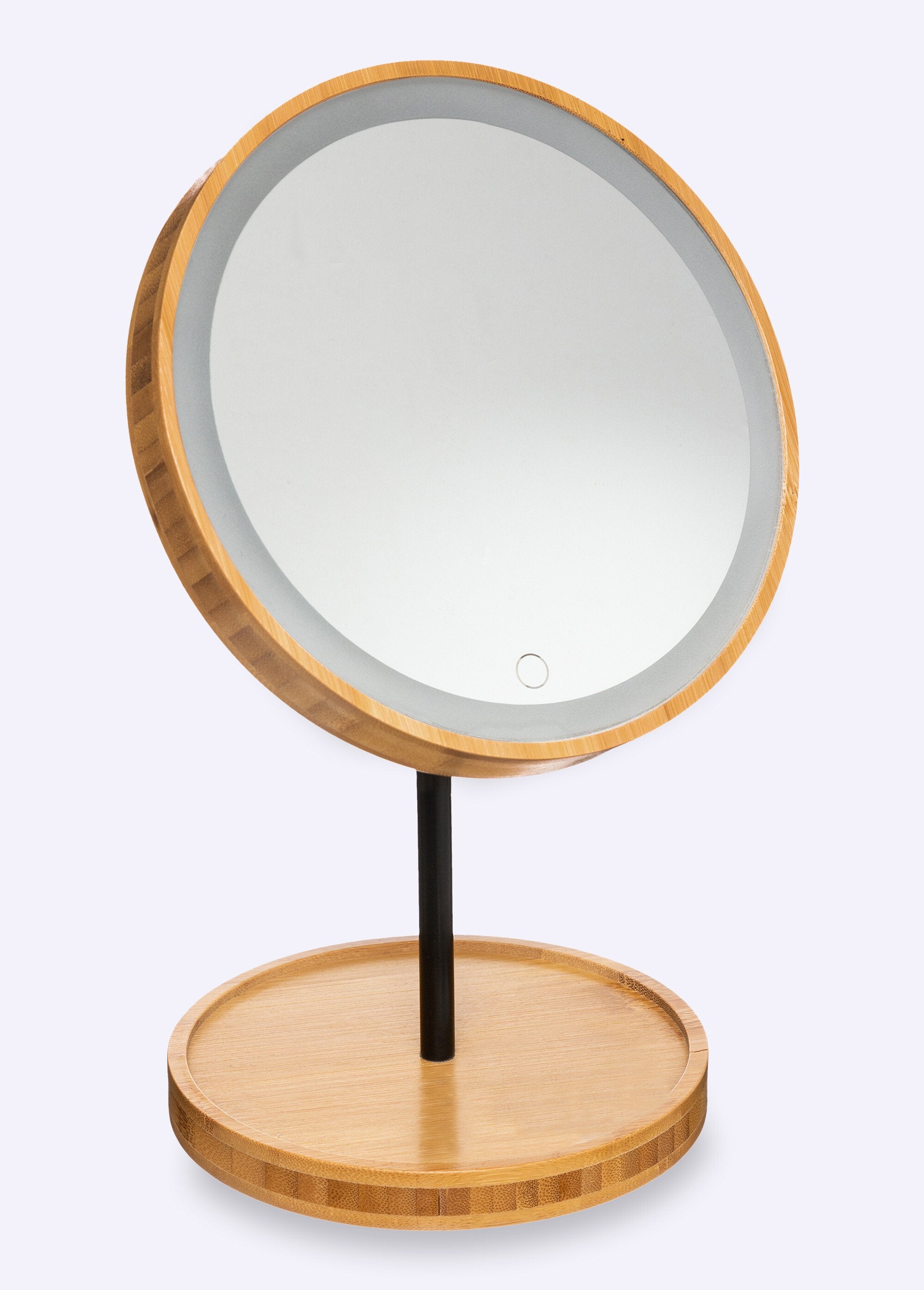 Miroir_bambou_LED,_pivotant_sur_pied_Bambou_et_noir_FA1_slim