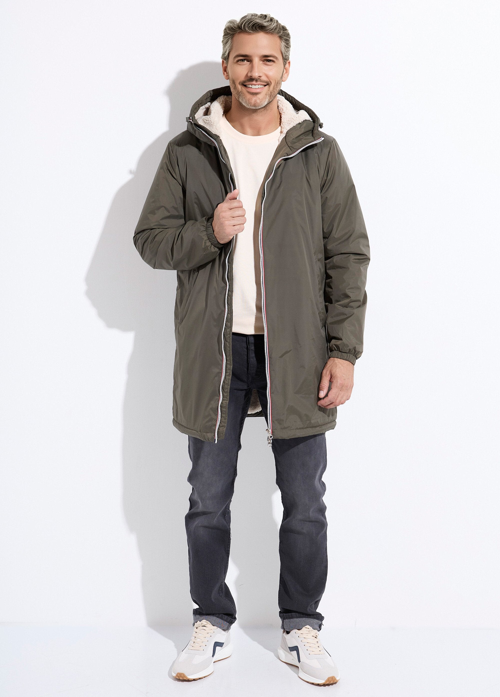 Parka_longue_chaude_fourrée_déperlante_Kaki_et_ecru_SF1_slim