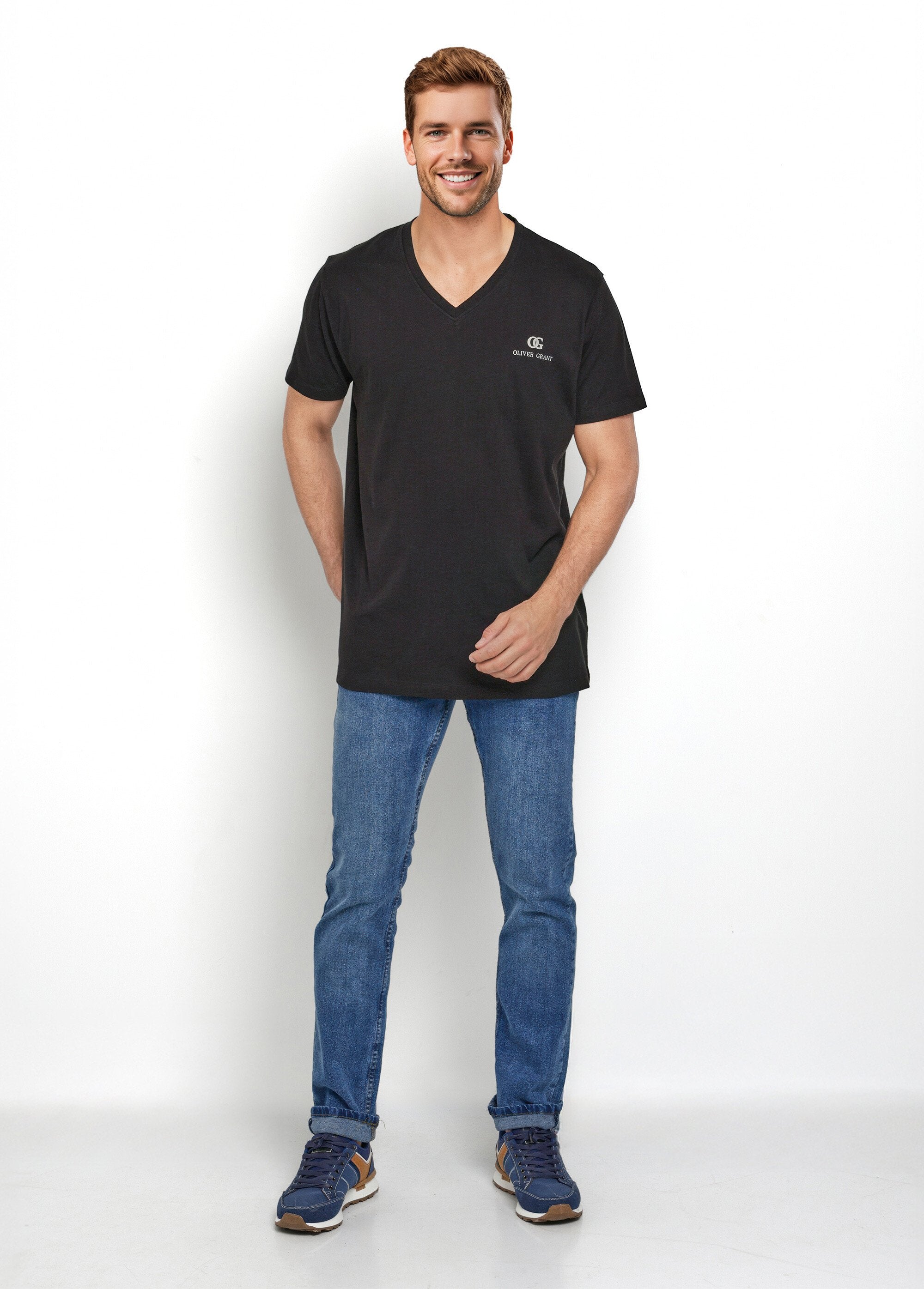 Camisetas_oscuras_de_manga_corta_con_cuello_en_V_Negro_SF1_slim