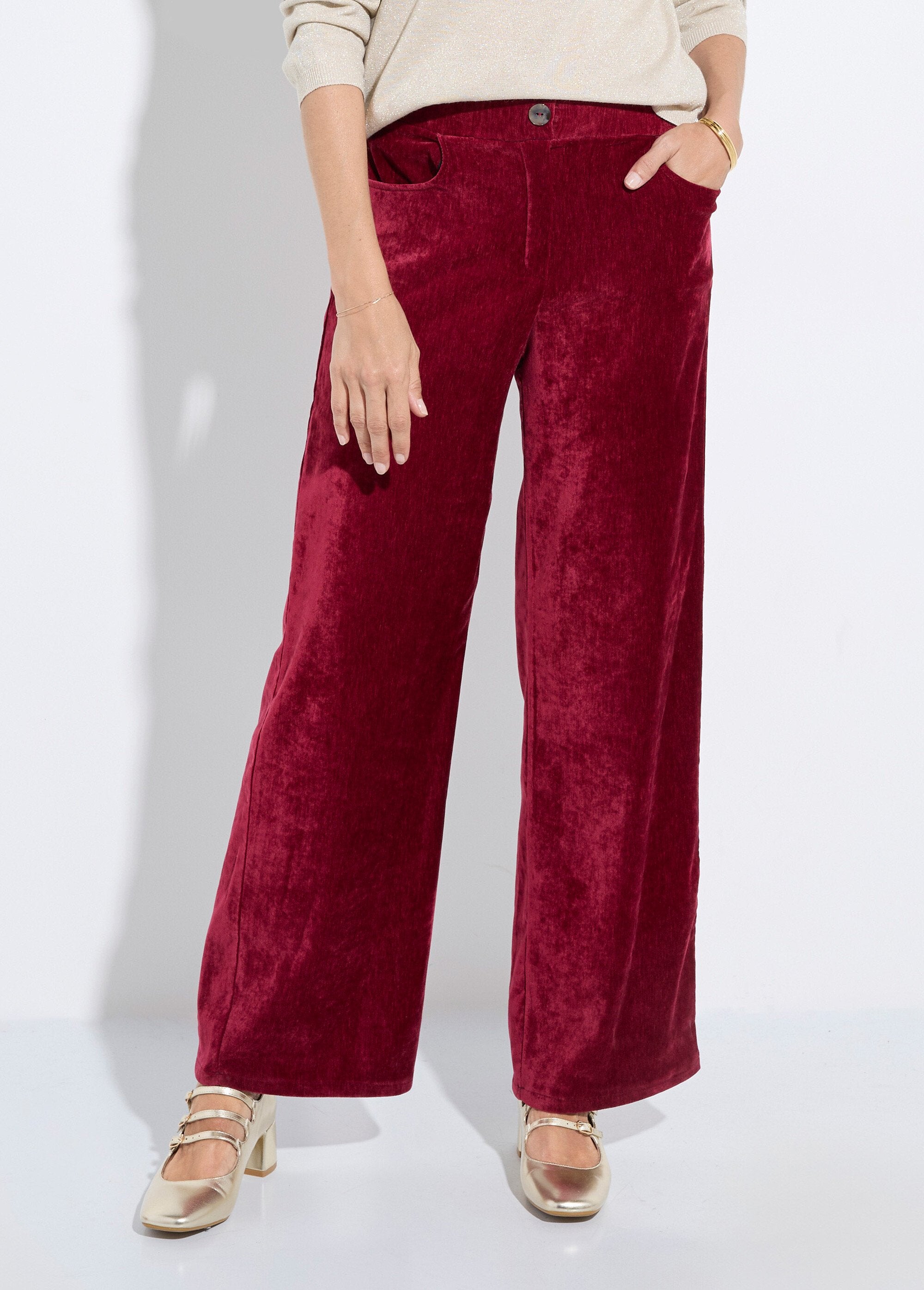 Pantalón_ancho_elástico_de_terciopelo_corto_Burdeos_FA1_slim