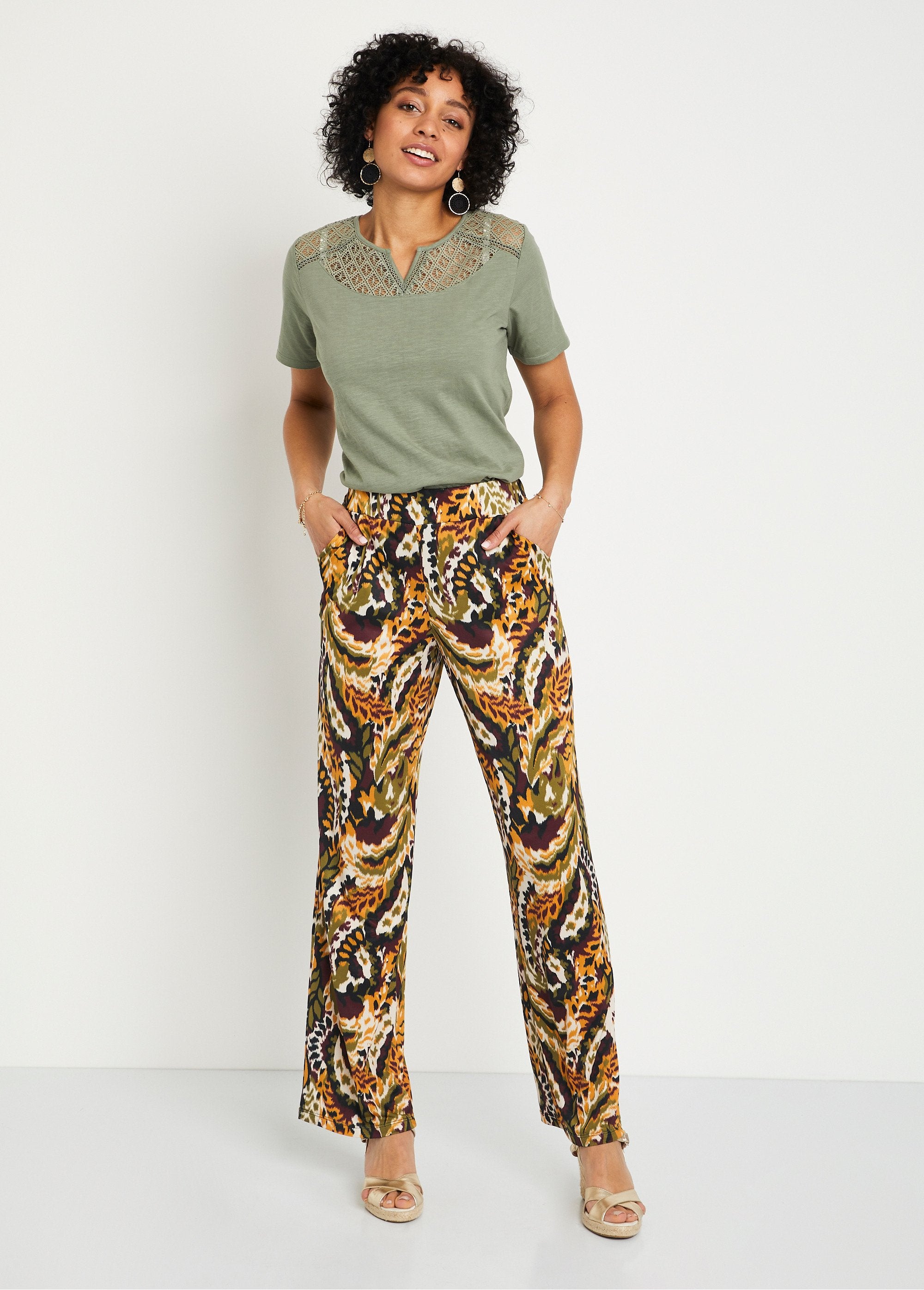 Pantalón_ancho_estampado_cintura_elástica_Ocre_y_verde_SF1_slim