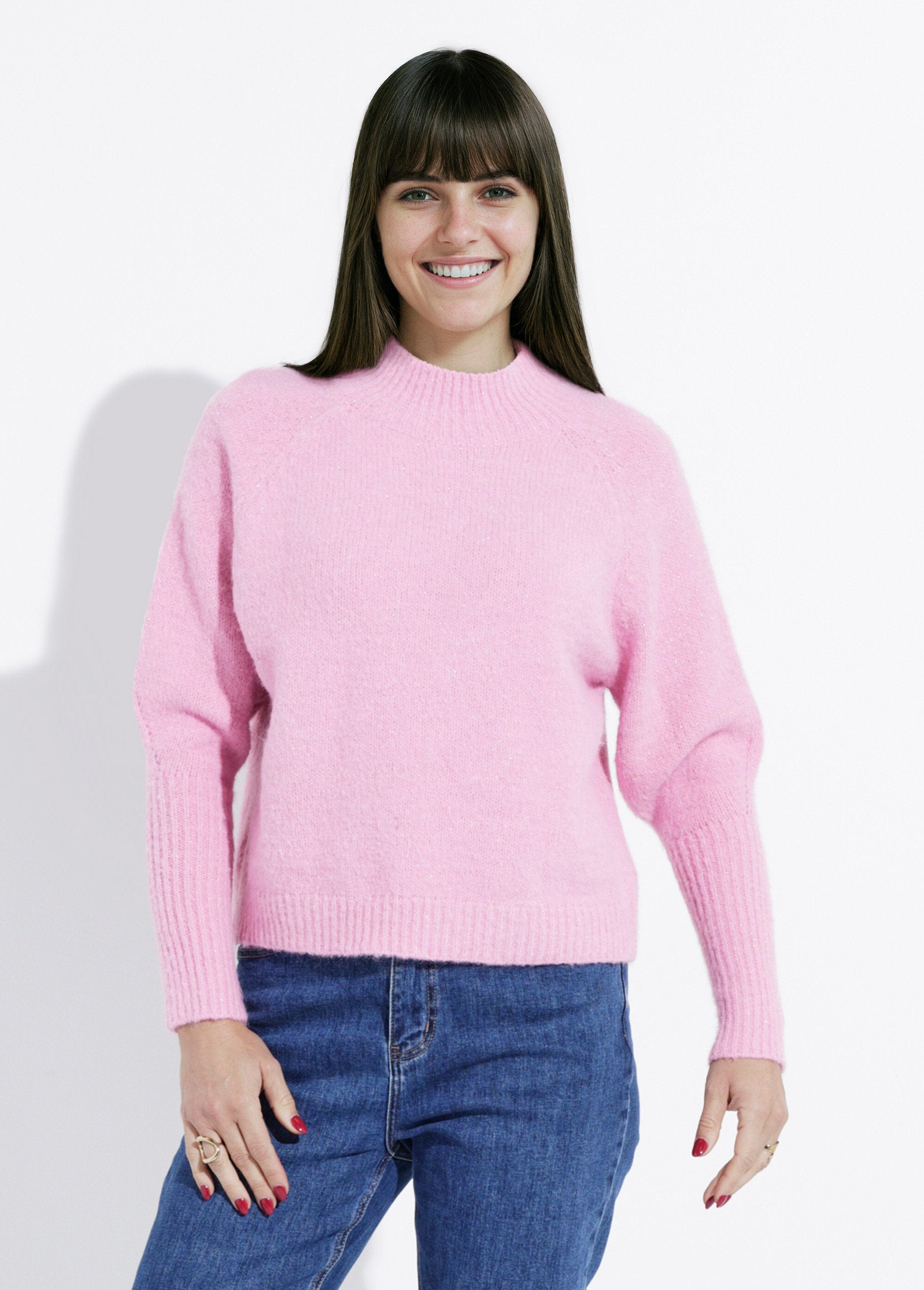Pull_col_montant_en_maille_brillante_Rose_FA1_slim