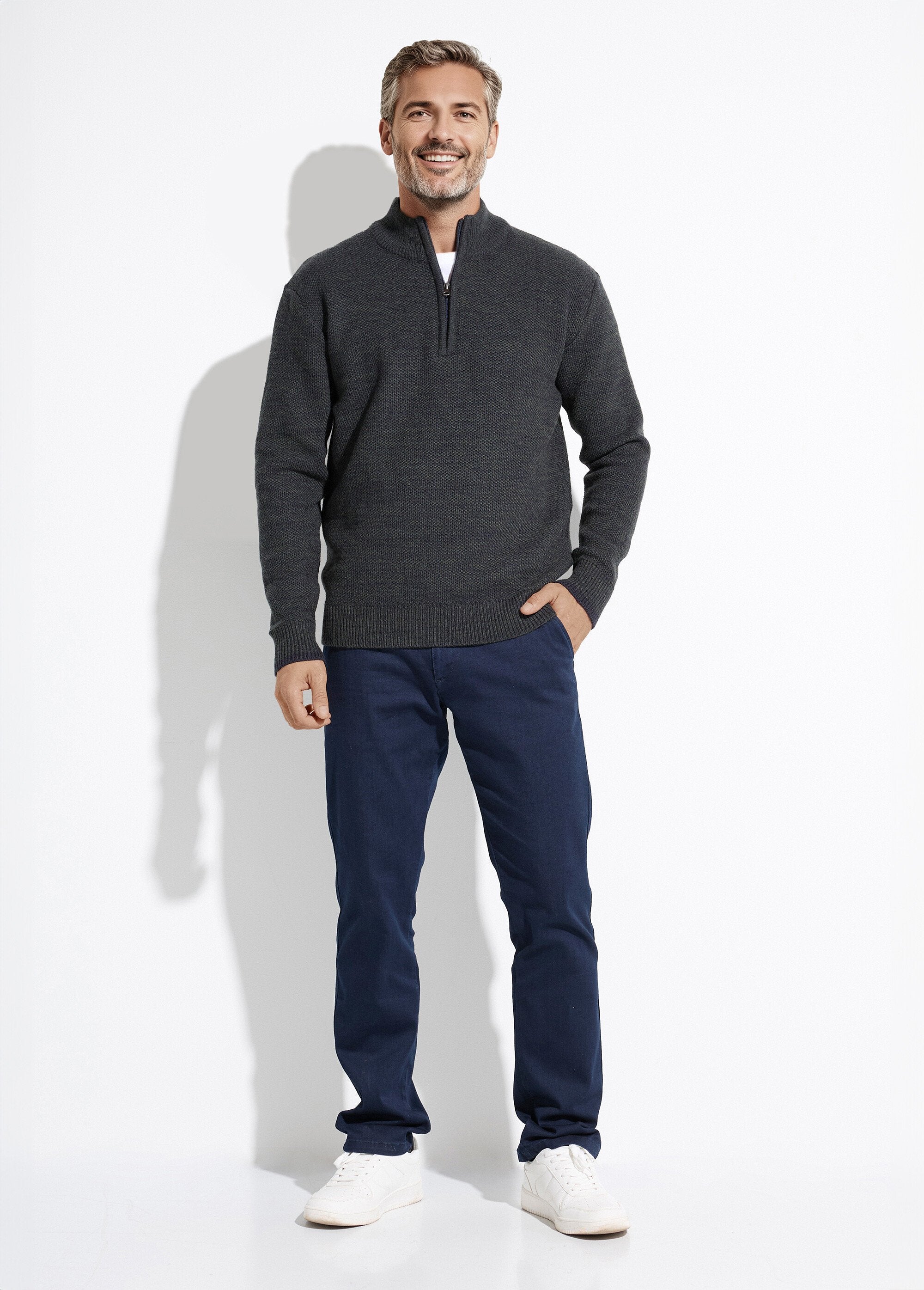 Suéter_de_cuello_alto_con_cremallera_en_punto_de_lana_jaspeada_Verde_SF1_slim