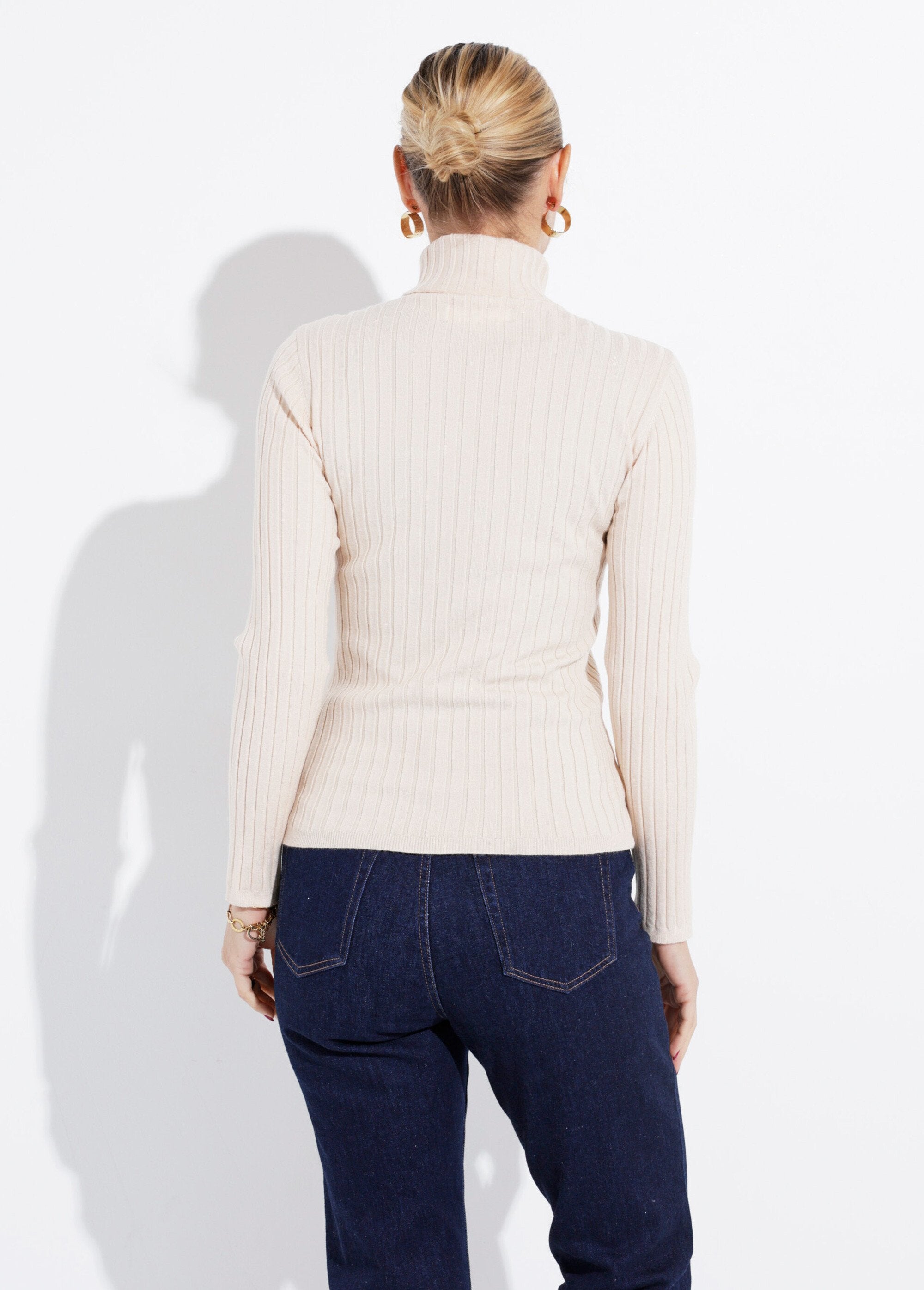 Pull_col_roulé_fin,_mailles_plates_Beige_DO1_slim