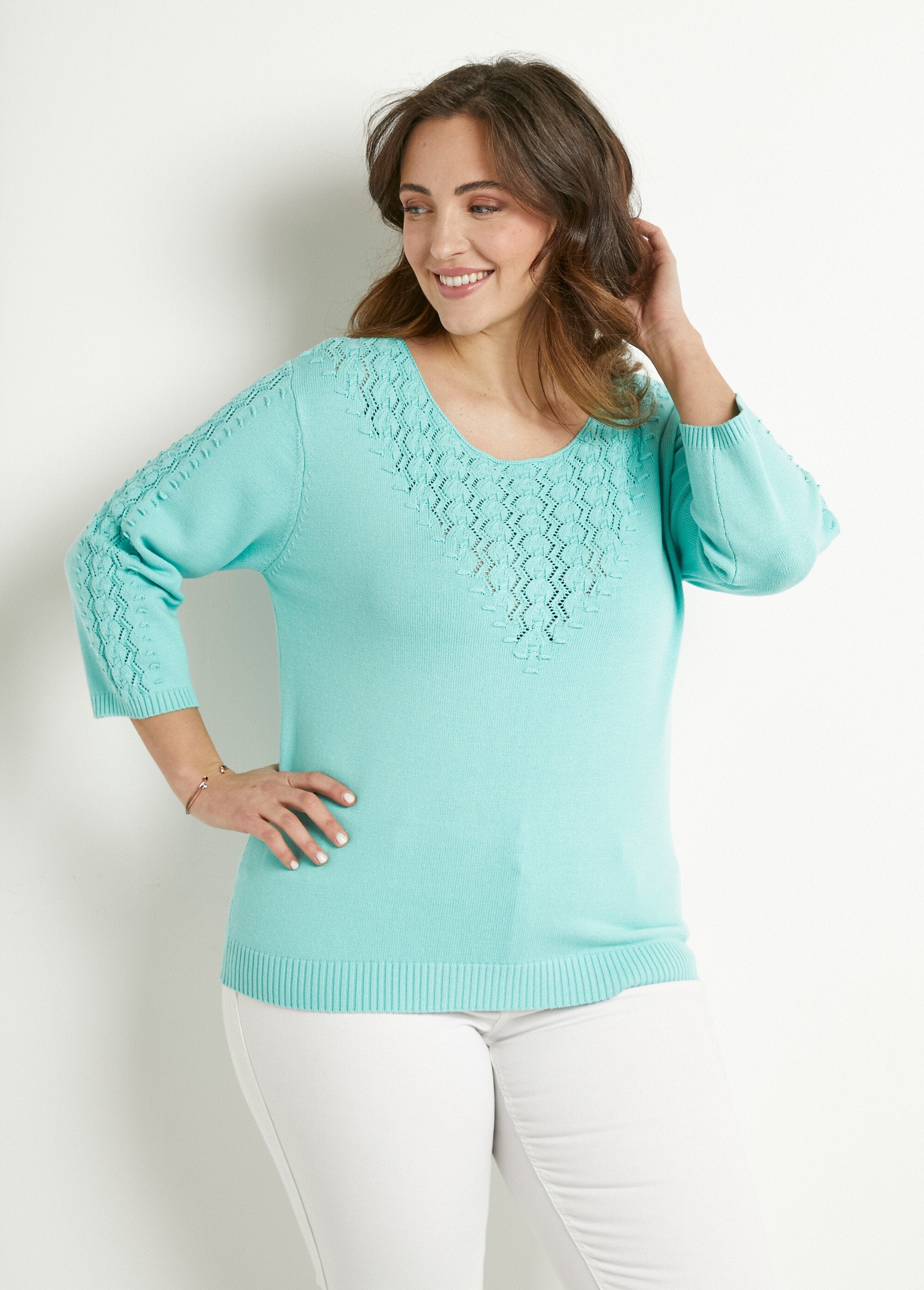 Jersey_punto_fantasía_cuello_redondo_liso_suave_Agua_FA2_curvy