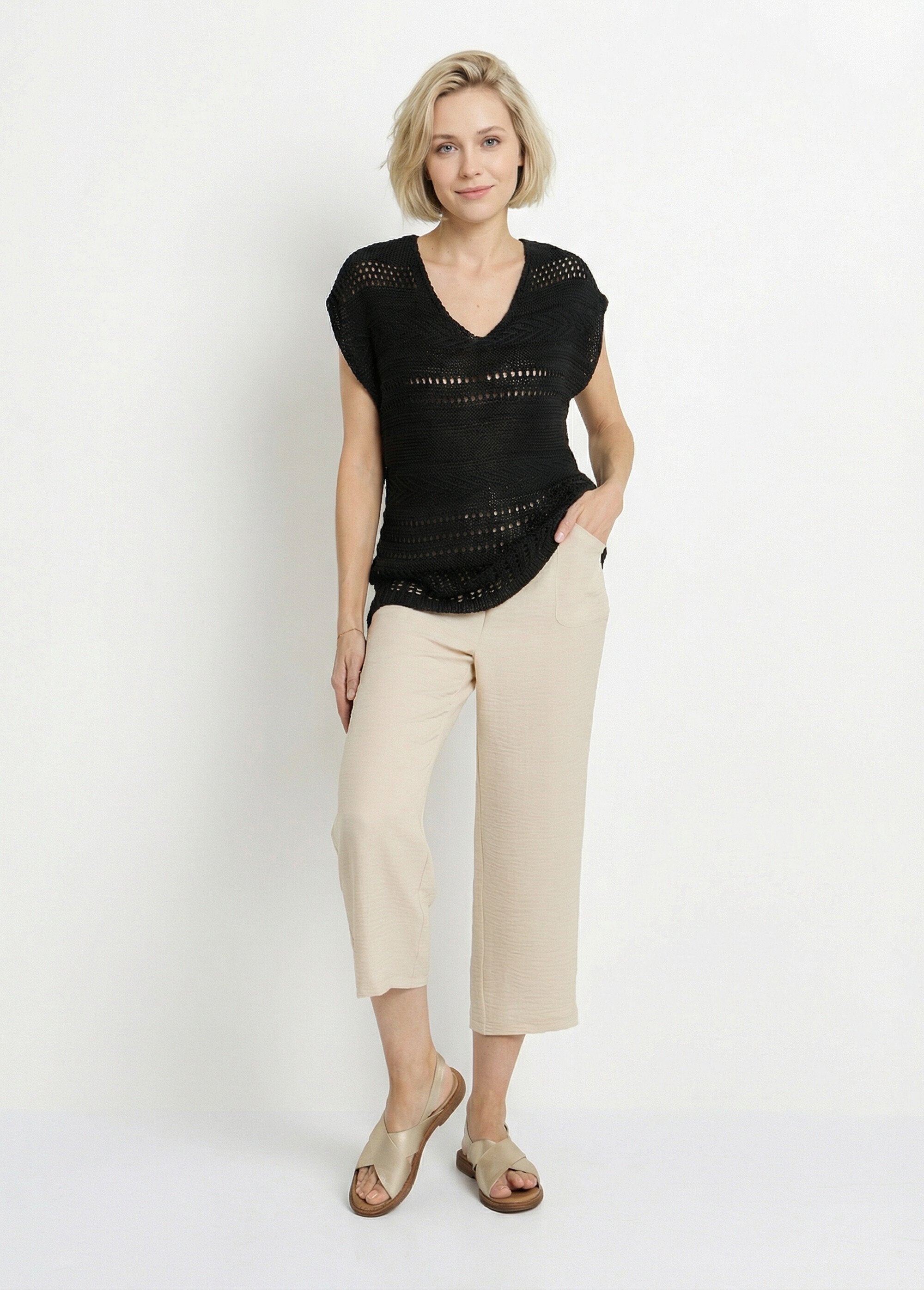 Pull_manches_courtes_grosse_maille_Noir_SF1_slim