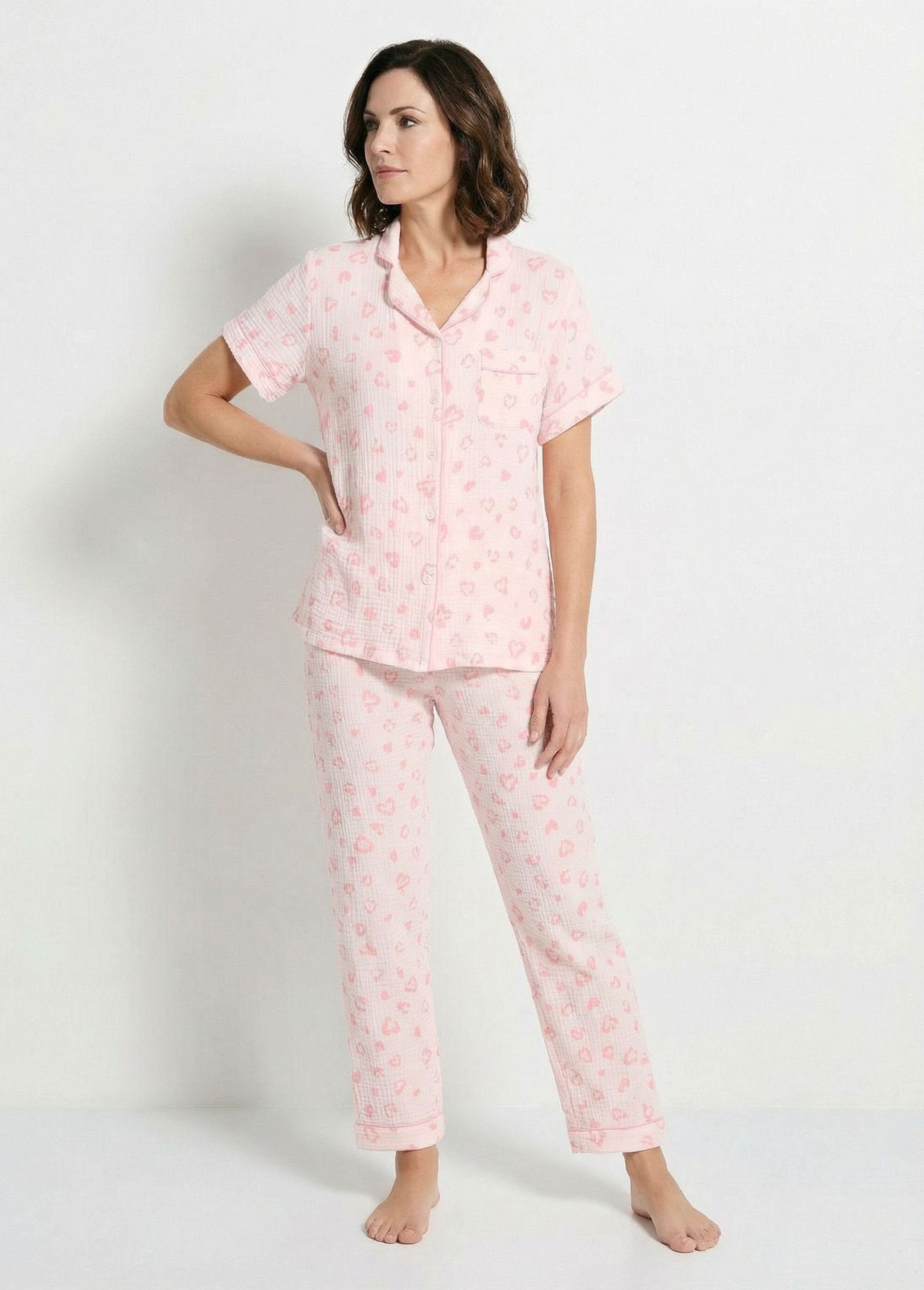 Pijama_con_botones_de_gasa_de_algodón_estampada_Rosa_FA1_slim
