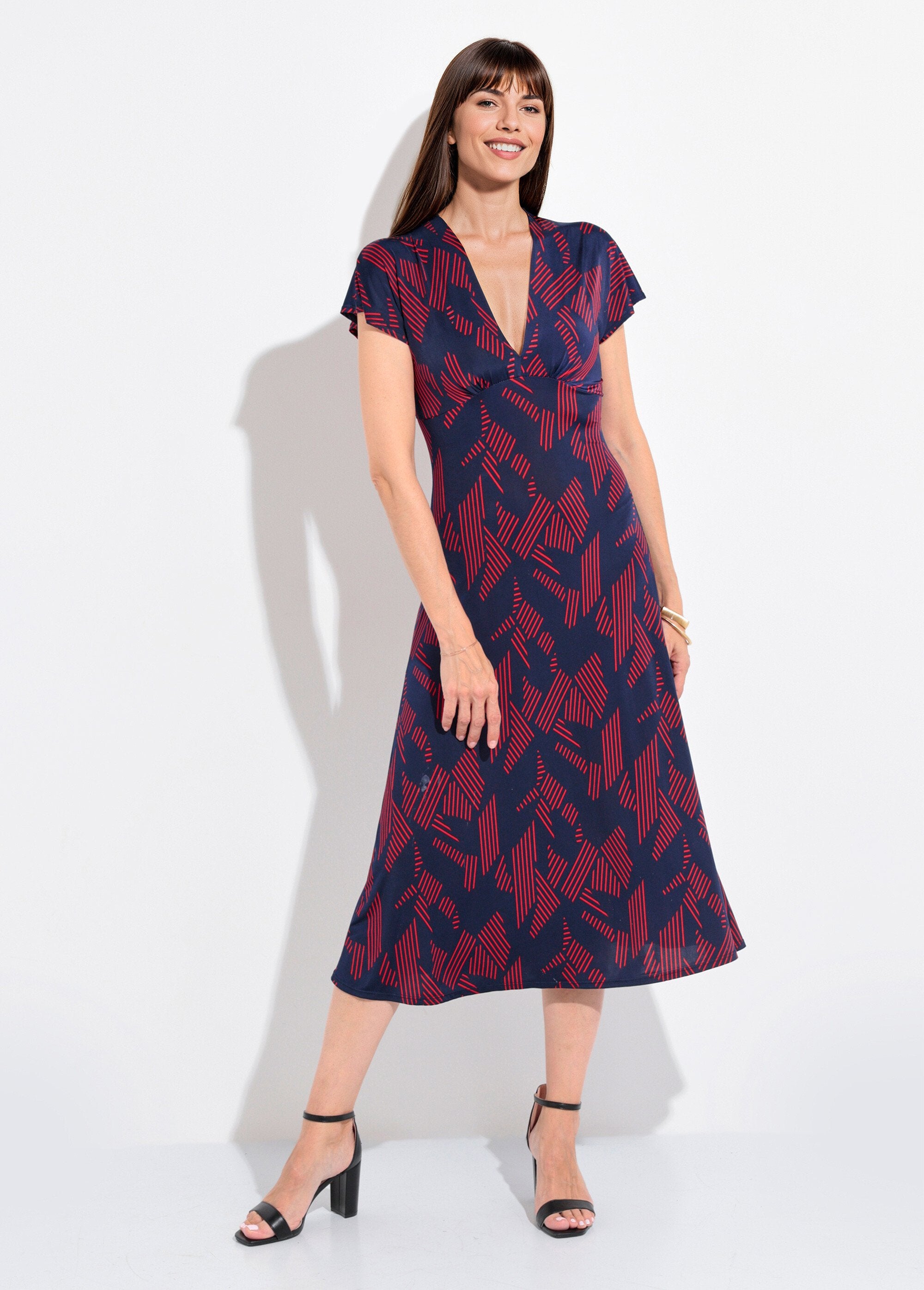 Robe_longue_manches_col_V_motif_graphique_Marine_et_bordeaux_FA1_slim