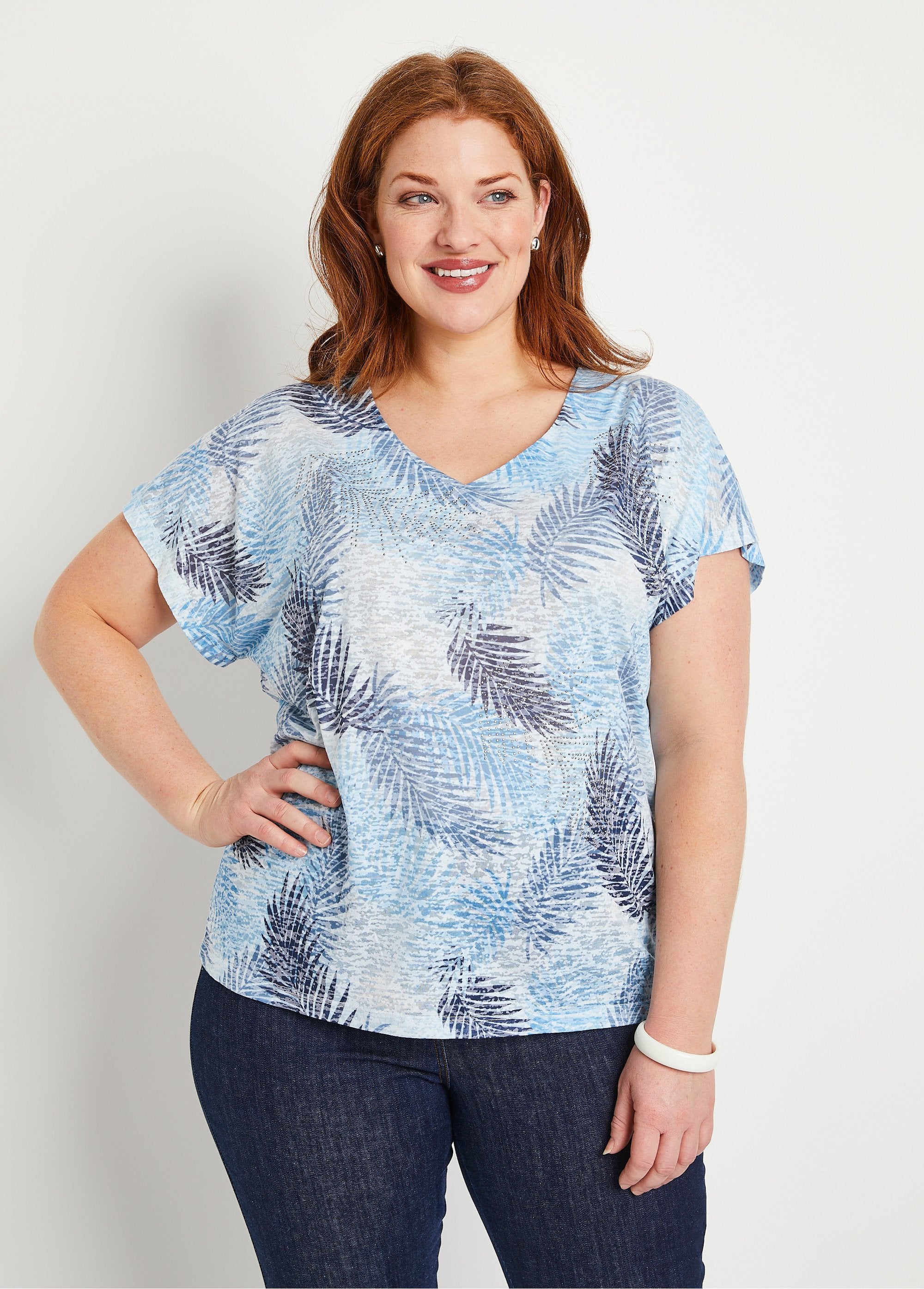 Camiseta_corta_punto_devoré_estampada_Azul_FA1_curvy