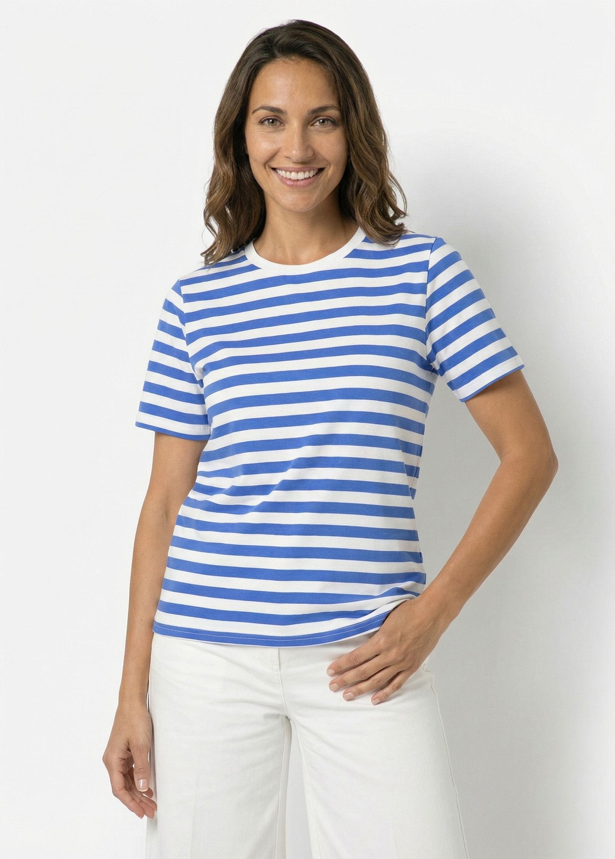 Camiseta_de_rayas_bretonas_en_algodón_elástico_Azul_brillante_y_blanco_FA1_slim