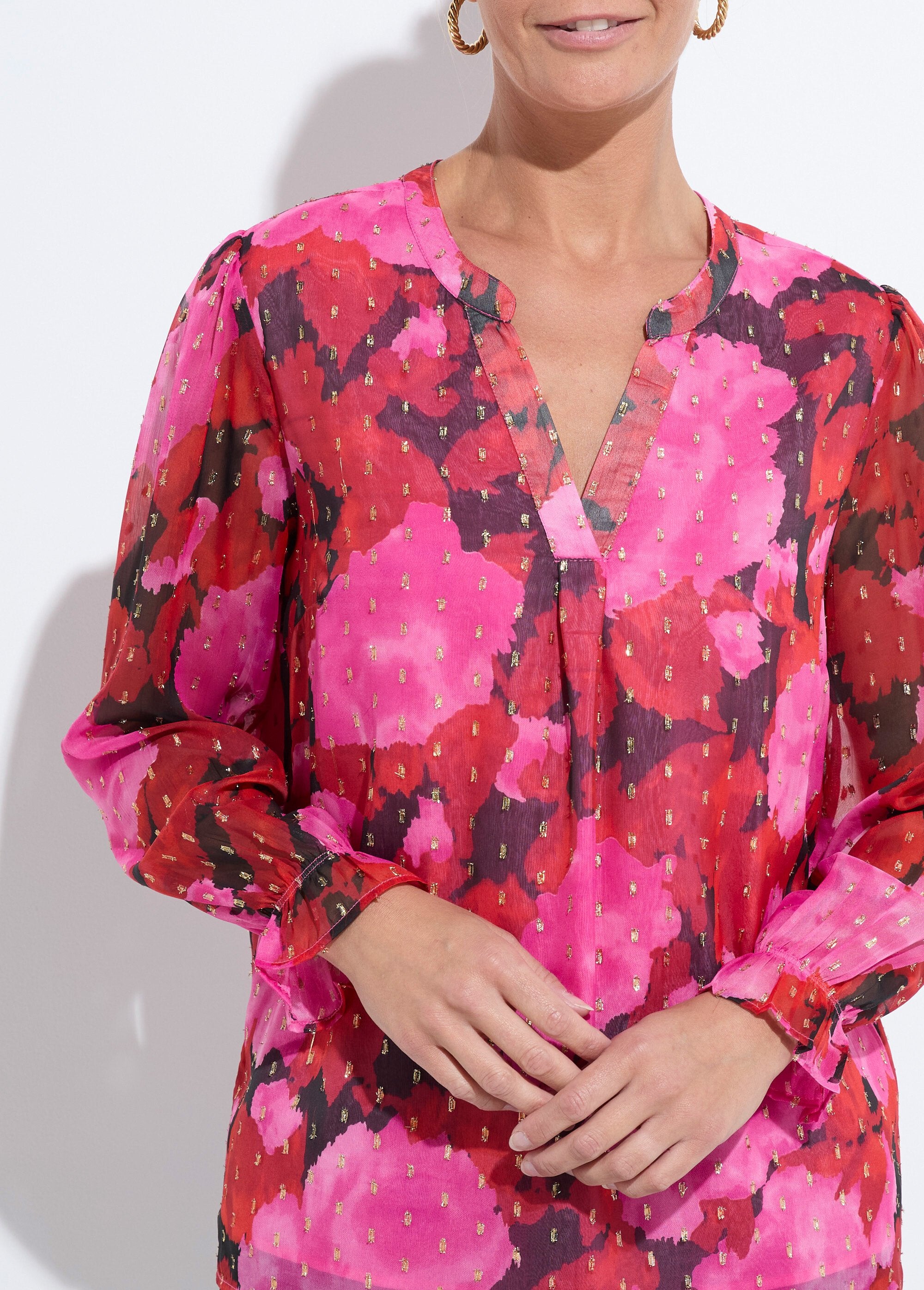 Tunique_col_V_voile_imprimé_motifs_dorés_Rouge_et_noir_DE1_slim