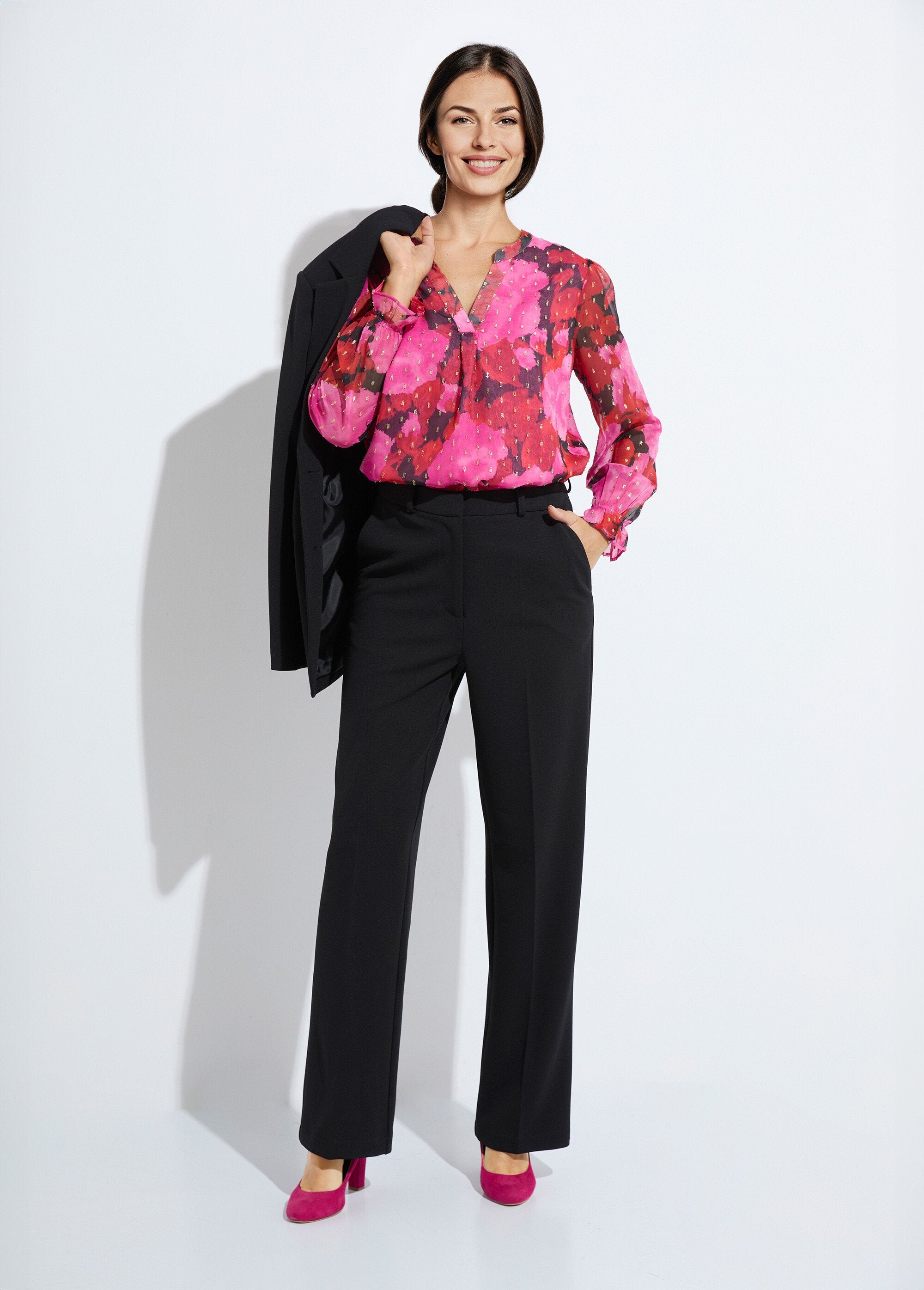 Tunique_col_V_voile_imprimé_motifs_dorés_Rouge_et_noir_SF1_slim